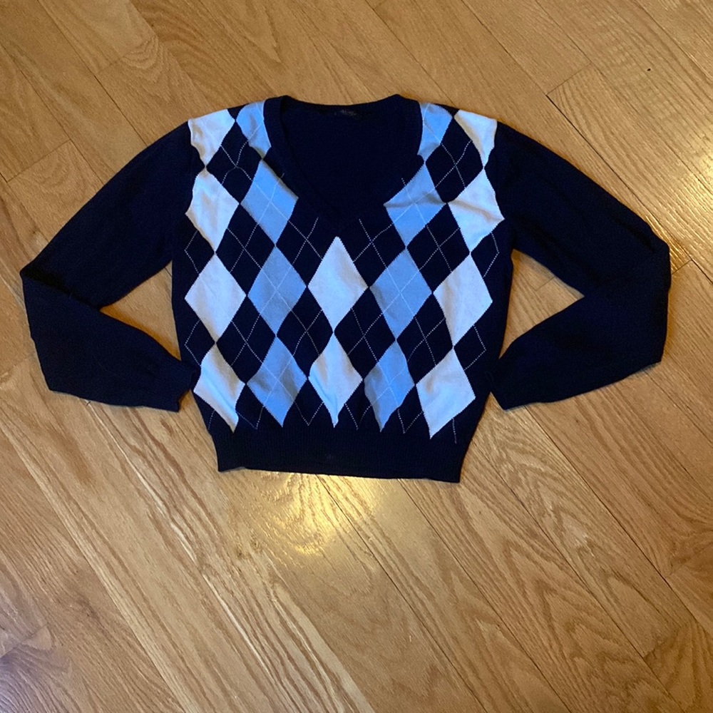 John Galt for Brandy Melville Argyle Sweater Navy